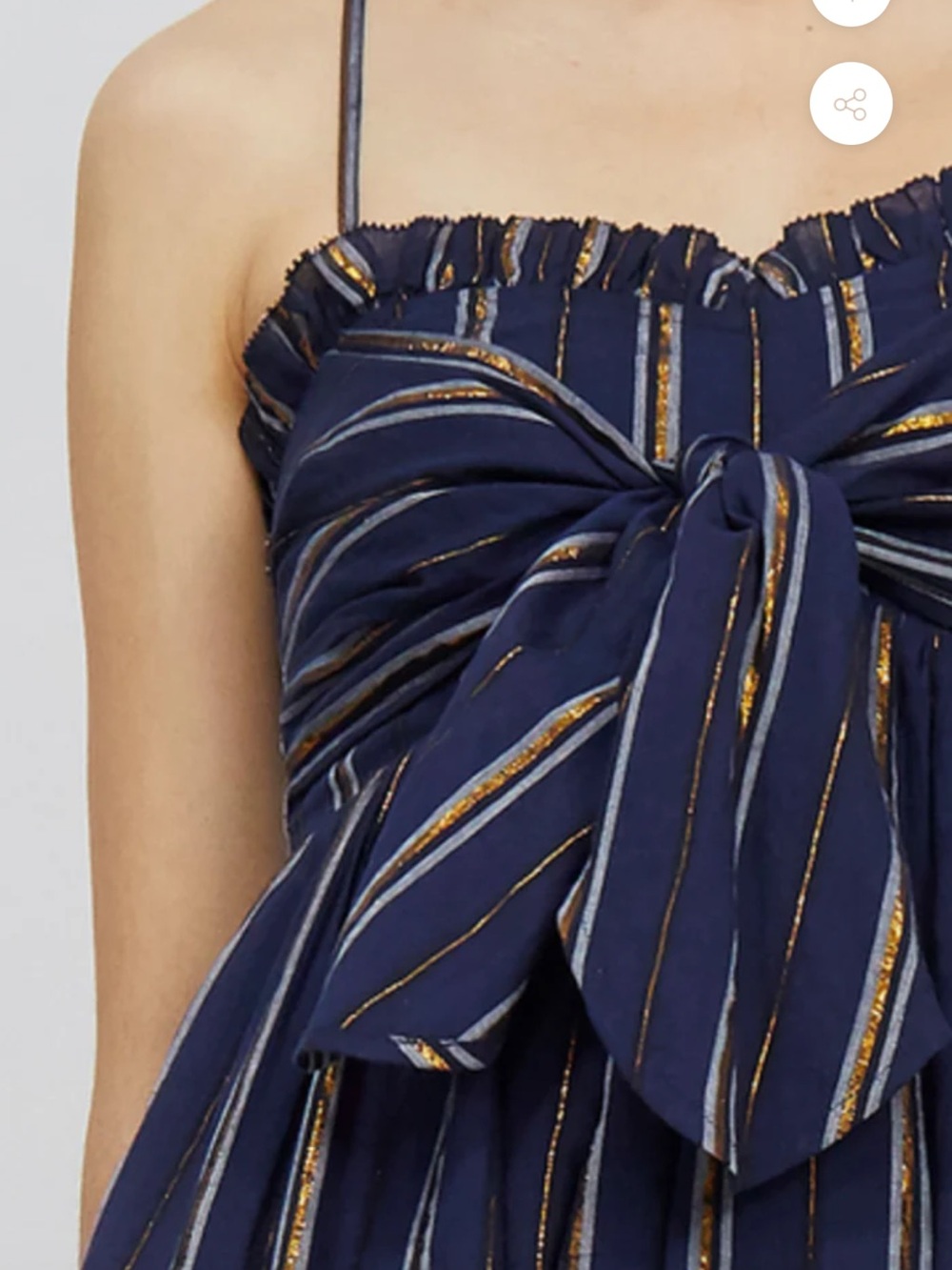 Apiece Apart Navy Striped Bow Front Spaghetti Strap jumpsuit